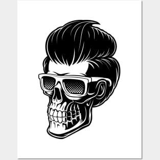 hipster barber skull Posters and Art